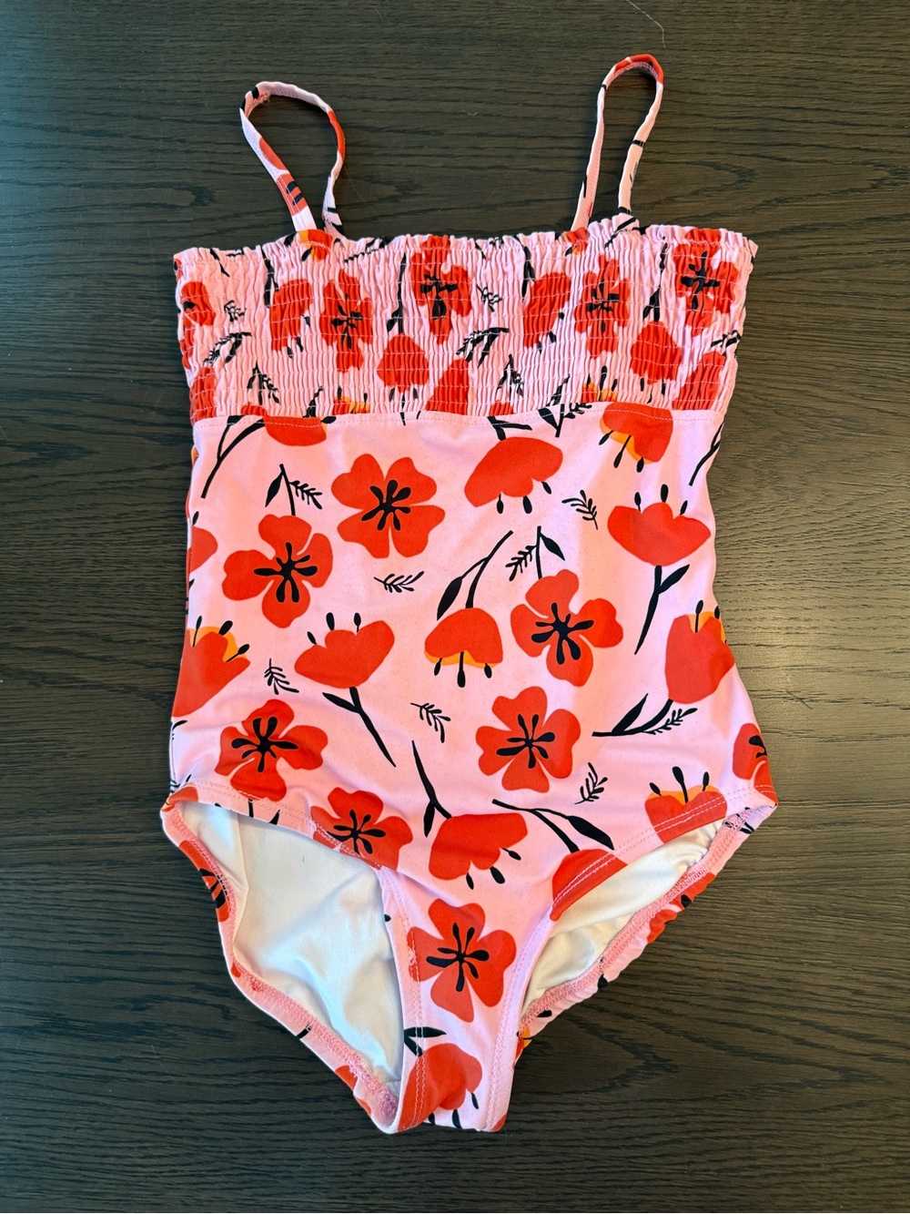 Hanna andersson 140 cm 10 Kids Floral One-Piece Swimsuit - Pink & Red